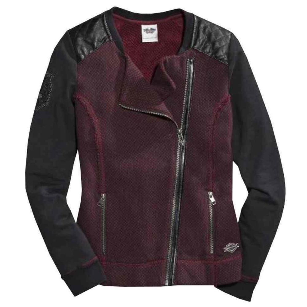 Harley-Davidson Women's Burgundy and Black Moto Jacket
